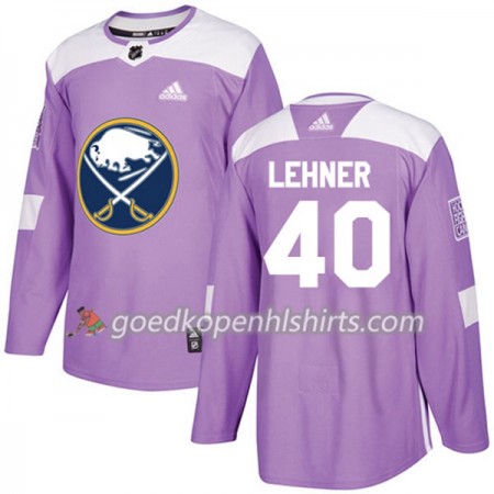 Buffalo Sabres Robin Lehner 40 Adidas 2017-2018 Purper Fights Cancer Practice Authentic Shirt - Mannen